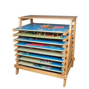 Multipurpose Montessori Educational Toys Wood Shelves Montessori Wood Frame World Map Shelf Bookshelf For Kindergarten