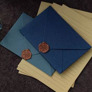 11x16.5cm thick 250g paper navy blue kraft paper envelope with customized wax seal