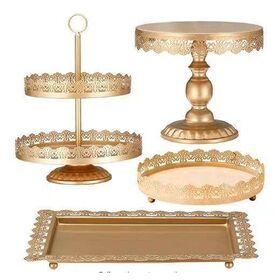 Cake Tray Dessert Table Birthday 6 piece Custom Round Christmas Luxury Floating Metal Gold 3 tier Wedding Cake Stand SetsPopular