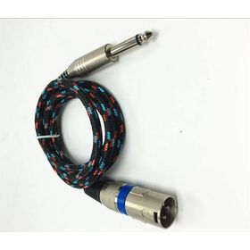 6.35mm mono connector to 3pin Xlr nylon braid jacket microphone cable//