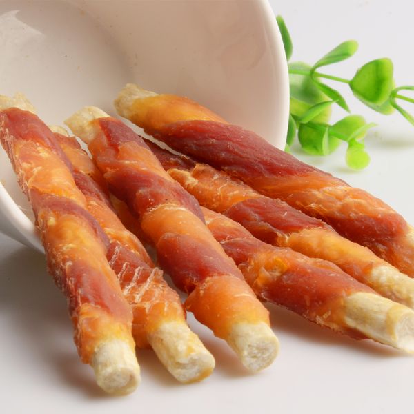 Chinese factory supplies new branded dog treats Chicken & duck wrap munchy stick Pellet for pet chewable snacks