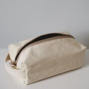 Ginzeal Portable Handle Canvas Reusable Cotton Makeup Bag Cosmetic Storage Bag For Travel