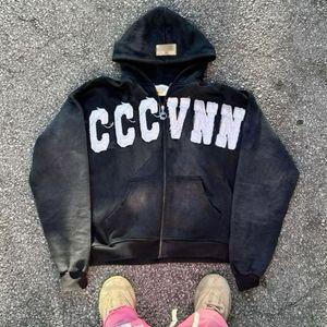 Hoodie Manufacturers High Quality Heavyweight Zip Up Embroidery Patches Sweatshirts Acid Wash Custom Men Hoodies