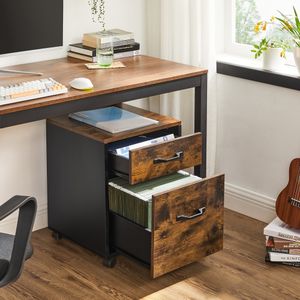 VASAGLE Rolling Office Filing Cabinet Wooden office workstation equipment under desk 2-drawer vertical mobile file cabinet
