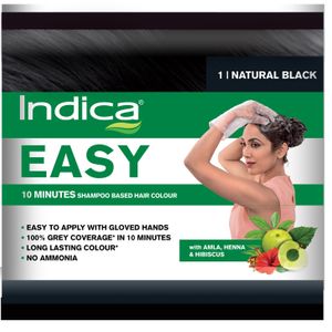 Indica Easy 10 min 18ml shampoo based black hair color with natural ingredients 100% coverage
