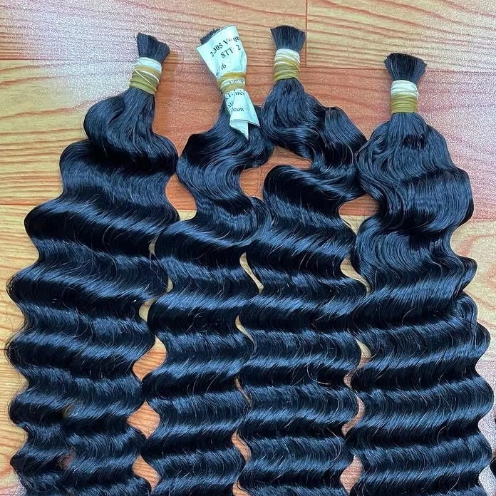 VIETNAM REMY HAIR TOP 1 BUSINESS HOUSE best arrival deep wave bulk hair black color 100% vietnamese hair high quality customized length no tangle no shedding