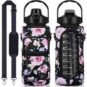 Custom Neoprene Water Bottles Carrier Bag With Shoulder Strap Sublimation Blanks Insulated Cooler Bag With Pouch Bottle Holder