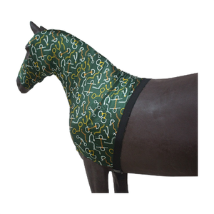 Custom Elastic Horse Neck Protection Comfort Stretch Horse Hood Full Face Neck Cover With Zip Closure Covers Harness Supplies