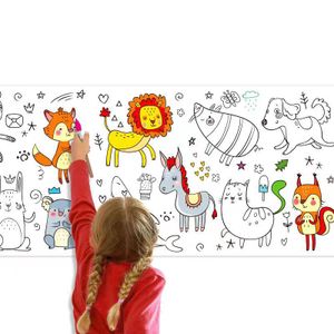 Children's graffiti scroll coloring painting paper kindergarten baby coloring canvas can be attached to the wall set