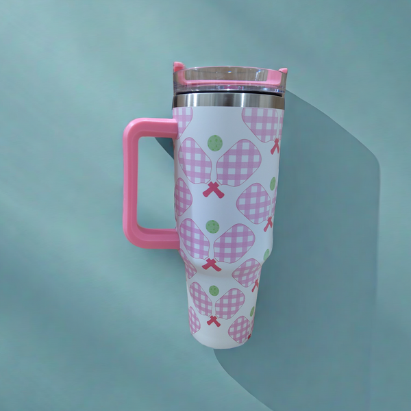 Wholesale 40oz Handle Pickleball Tumblers Printed Tumbler With Lids And Straw Ready For Shipping