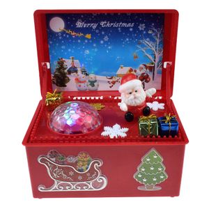 New Arrival Christmas Music Box Lighting Music Santa Claus Plastic Music Boxes Christmas