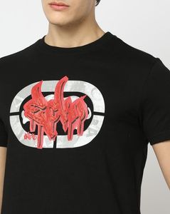 OEM Customized Men's Compact Cotton Printed short sleeve T-Shirt Black round Neck from India-Manufacturer and Supplier