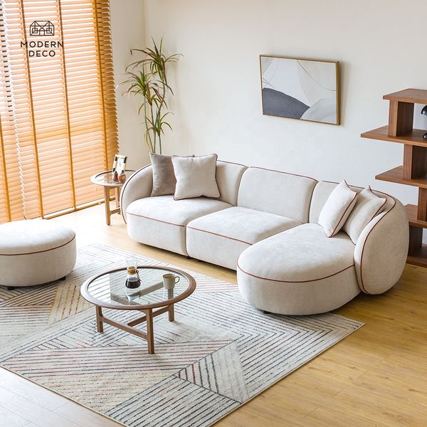 New design custom made living room beige modern modular sofa set furniture sectional fabric sofa