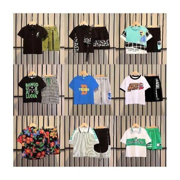 wholesale summer 100% cotton short sleeve baby clothes sets boys children kids t-shirt suit