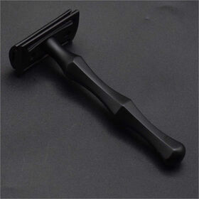 Men Traditional Classic Double Edge Shaving Razors Matte Black Stainless Steel 3-Piece Safety Razor