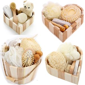 Wooden Box Heart Shaped Bathroom Kit Comb Washing Brush Bath Accessories Set Wholesale Five Piece Decoration Carton Box Modern