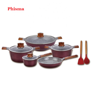 Phisma High Quality Kitchen Cookware Wholesale  Home Cooking Pot With Nylon Tools Non Stick Cookware Sets