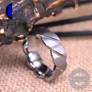 Gentdes Jewelry 8mm Silver Grooved Beveled Wave-like Engagement Wedding Band Tungsten Carbide Steel Rings for Men