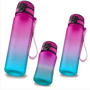Gradient Bpa Free Gym Fitness Large Capacity Drinking Plastic Water Bottle With Straw With Handle