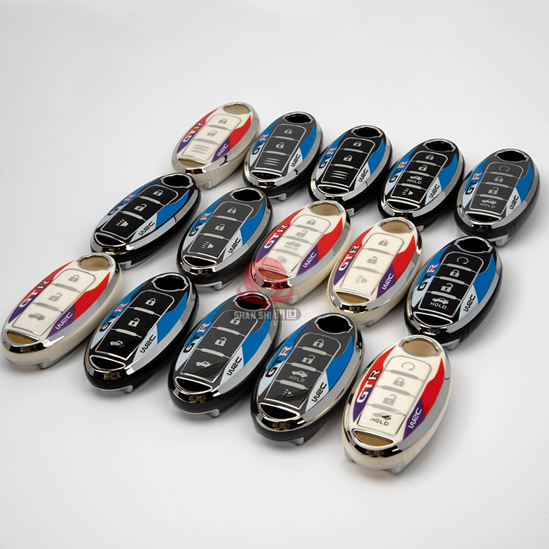 Car Key Case Latest Design Racing Style Push Button Remote Key Fob Case Protective Cover for Nissan 2 3 4