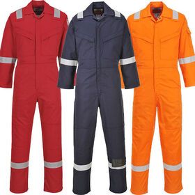 Lightweight FR Coverall 250gsm 100% Pyrovatex Treated Cotton  flame retardant coverall with Reflective tape