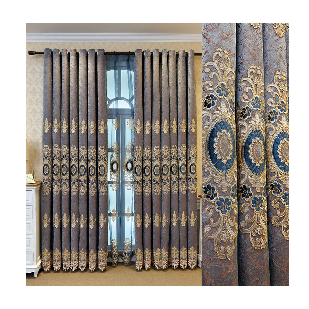 Zhuji Jinrui Knitting Textile Co., Ltd. New elegant European style embroidered shading Nordic simple bedroom living room chenille house curtains