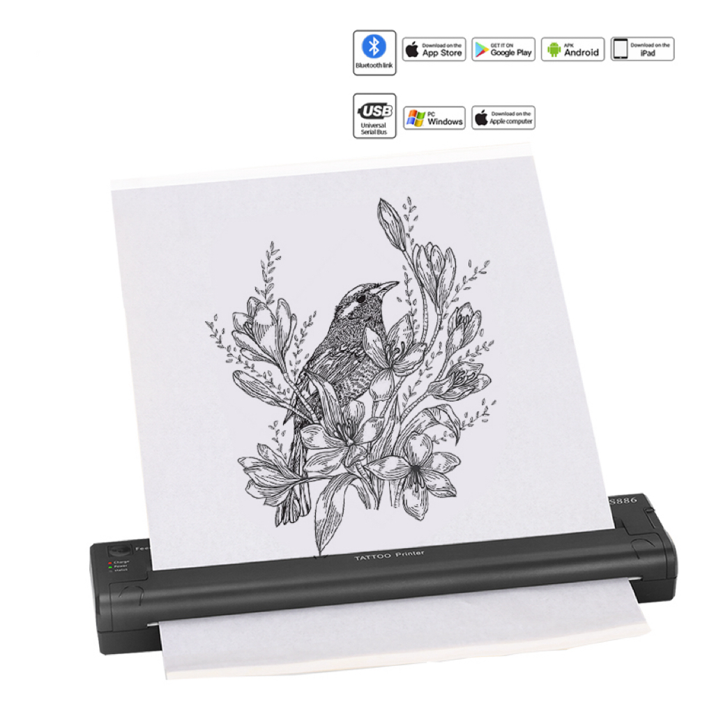 Xiamen Eternal Cnc Machining Co., Ltd. Custom logo Portable Thermal Printer Tattoo Stencil Printer Bluetooth Machine Wireless Battery Tattoo Transfer Printer