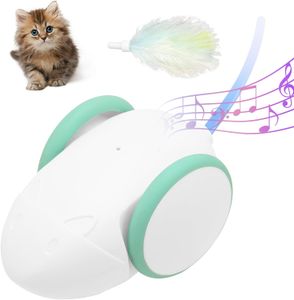 Robot Mouse Cat Toy Smart Sensing Moving Electric Automatic Cat Mouse Toy with LED Light Replaceable Feather USB Rechargeable