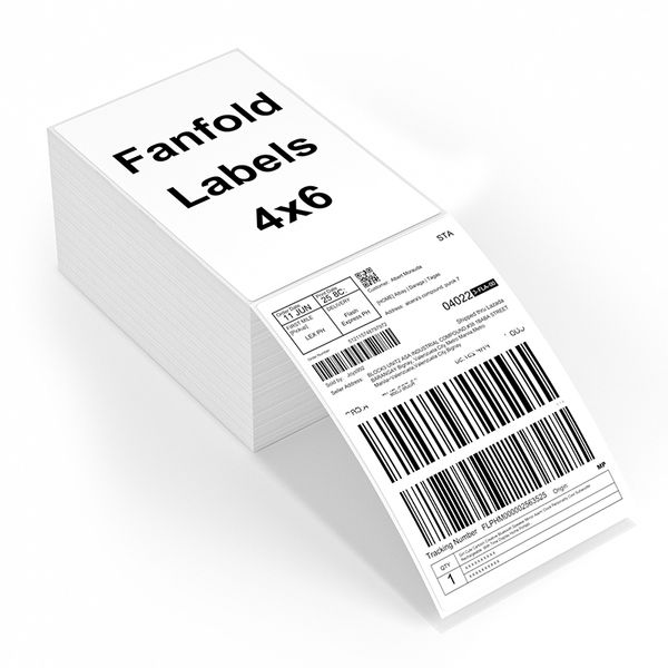 1000 Labels Fanfold 4" x 6" Direct Thermal Labels, with Perforated line for Thermal Printers-Compatible with Zebra&Rollo Printer