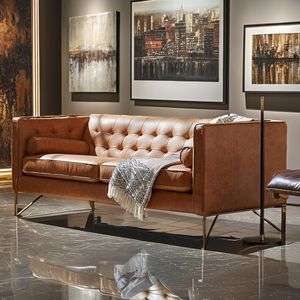 Winforce Nordic Style Chesterfield Sofa Set  with Golden Legs Modern Velvet Fabric 3 Seater Sofa Luxury Living Room Furniture