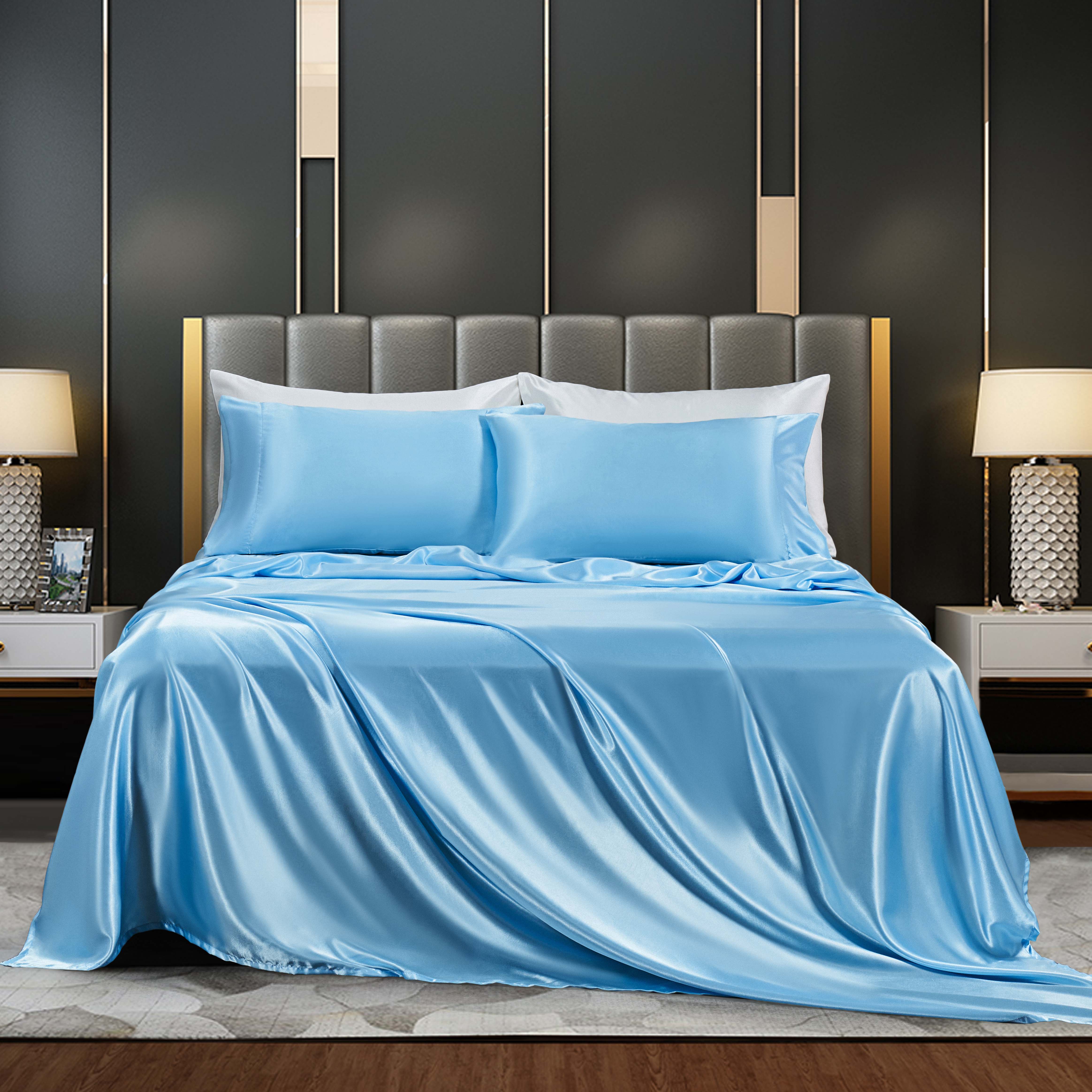 Qingdao Jianfang Textile Co., Ltd. High quality hotel polyester blue massage bed sheet set spa flat sheet