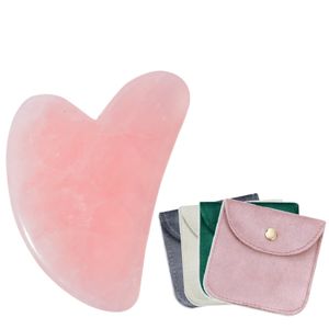 Hot sale natural rose quartz gua sha stone pink guasha face facial massage tool skincare