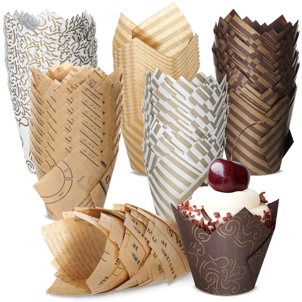 Food Grade Odorless And Oil Resistance Disposable Muffin Tulip Baking Cups Paper Cupcakes Cases Wholesale