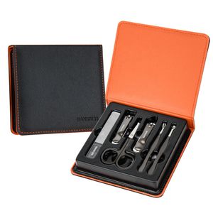 Professional Portable Manicure & Pedicure Kit Stainless Steel Grooming Set with Nail Clipper Leather Travel Case for Women Men
