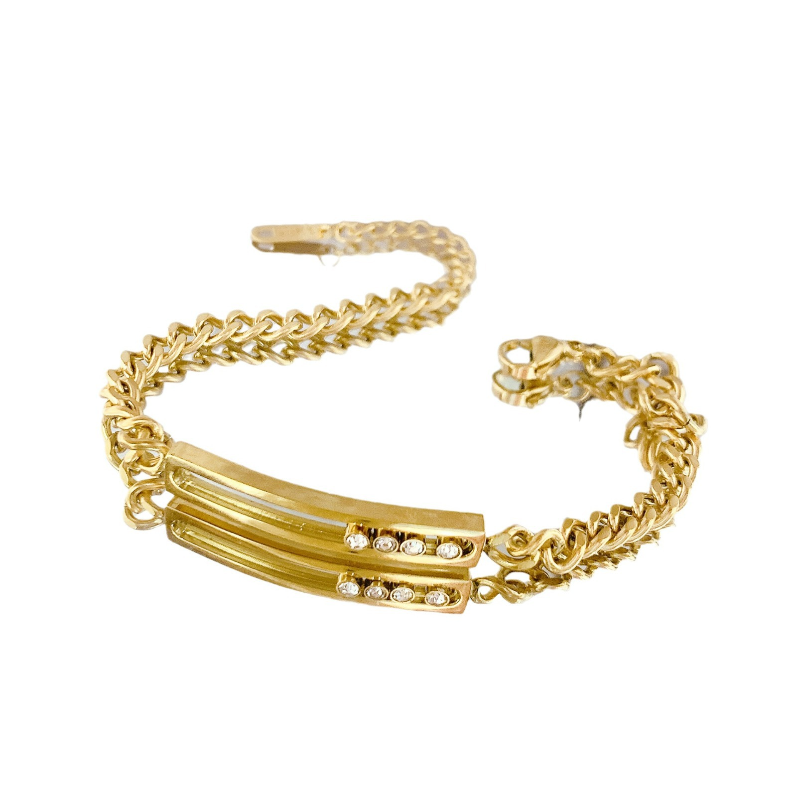 Haifeng County Chengdong Town Luxury Fragrance Jewelry Factory Cross border jewelry new Messica matching bracelet with rolling diamonds, simple and luxurious, thick chain bracelet, not fading