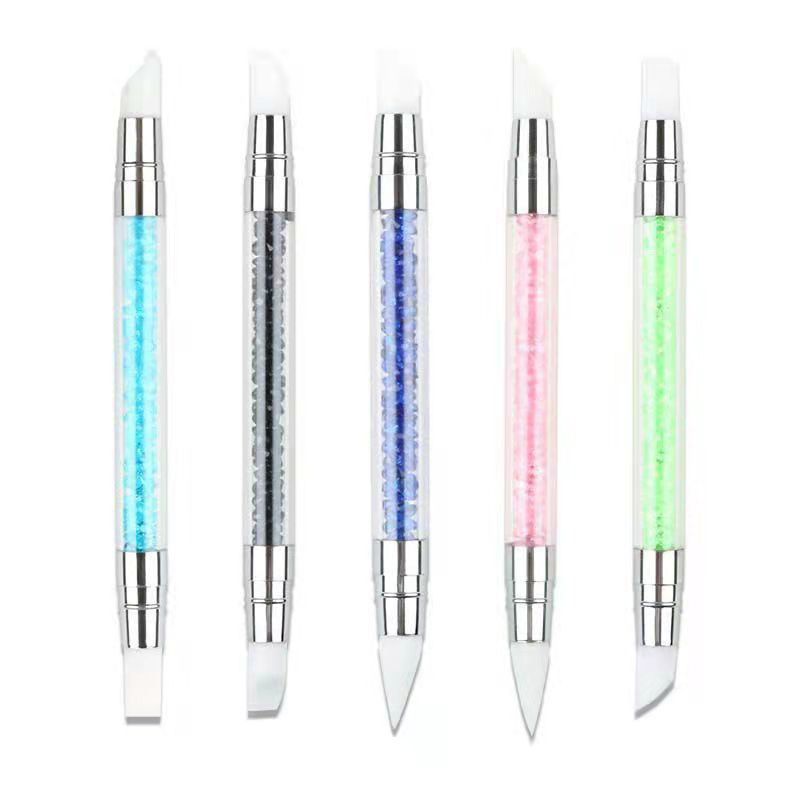 Nanchang Smelling Time Industrial Trade Co., Ltd. Manufacturer Cheap Black Blue Pink Double Head Painting Pencil Nail Silicone Carving Brush