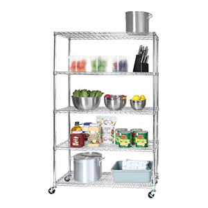 48*18 inch durable heavy-duty five layer steel wire rack storage unit for garage warehouse kitchen