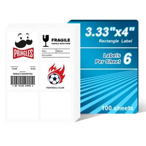 10/3"X4" 6Pcs Label Sheet Barcode Adhesive Sticker Sheet Adhesive Letter Size 10/3"X4" Shipping Labels Sheet