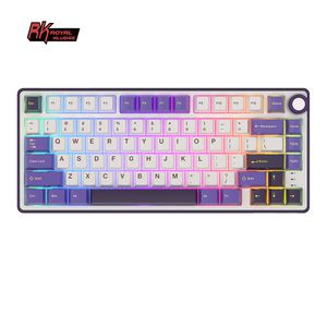 RK R75 RK ROYAL KLUDGE SkyCyan Gasket Wired Mechanical Keyboard 75% DIY Hotswap Keyboard PBT Colorblock Keycap Keyboard