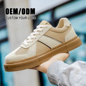 Custom LOGO Pattern Fashion Leather Vulcanized Sneakers Men Casual Elligent Skateboard Shoes