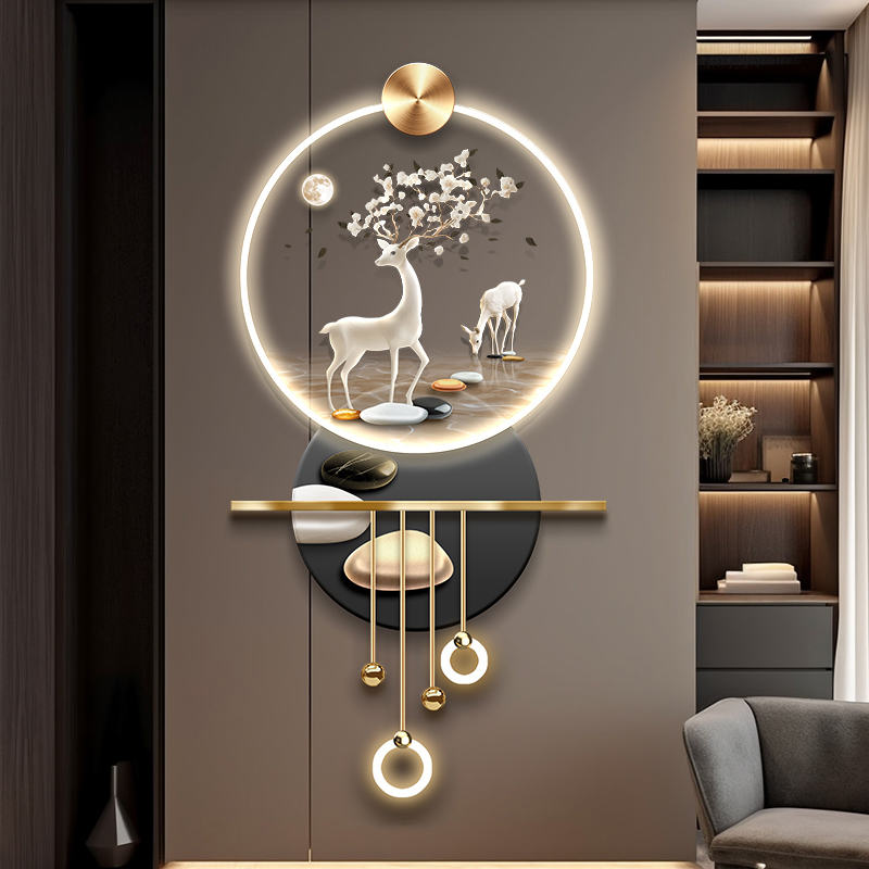 Yiwu City Suhang Crafts Co., Ltd. LED decorative wall art Luxury Metal light for homeAcrylic decorative painting hanging decorations for walls