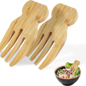 Wholesale Kitchenware New Design Eco-Friendly Wooden Bamboo Salad Server Hands Claws Set