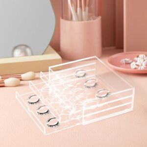 Factory custom transparent three layer acrylic lash boxes organizer storage box for eyelash extension
