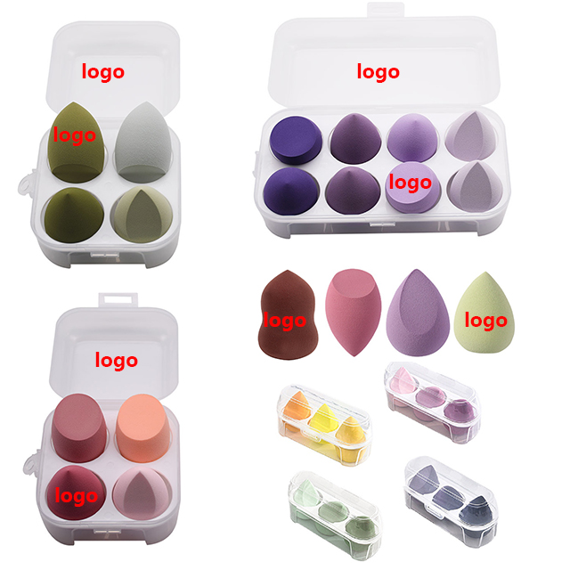 Anhui Yefen Trade Co., Ltd. Make Up Sponge Blender Foundation Brush Sponge Reusable Fruit Make-up Sponges 4piece Pack 2piece 8piece 3piece Package Box Black