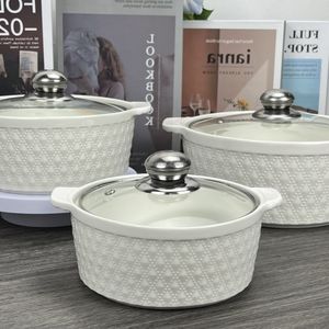 Kitchen Pots Casseroles Non Stick Cookware Sets and Bowl Dinnerware Plates Set Ceramic Soup Pot Cooking Pot Set With Lid