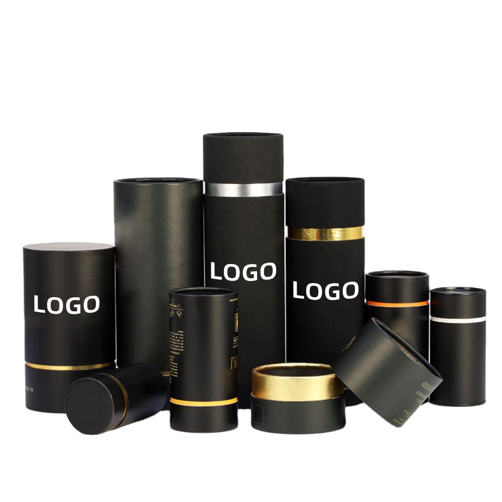 Perfume Bottle Packaging Black Cylinder Box Cardboard Round Container Perfume Packaging Paper Tube