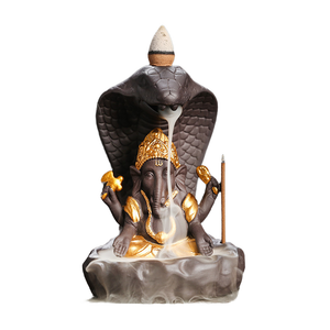 Ywbeyond Indoor yoga Aromatherapy Snake Gold Elephant God Genesha Ceramic Incense Burner Back flow