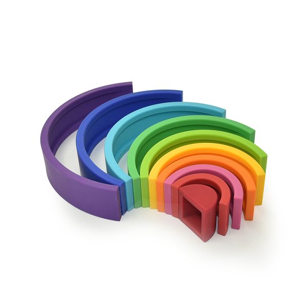 New Product environmental safe Silicone rainbow blocks Baby Educational Toys Kids Learning Toys