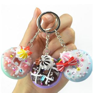 Wholesale Cute Cartoon Girl Pearl Bread Cake Donut Keychain