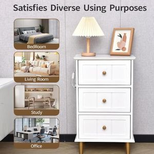 Modern 3 Drawers Customizable Color Storage Cabinet Wood Nightstand For Hotel And Bedroom